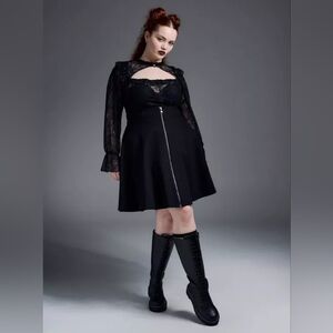 NWT Torrid Nightfall Front-Zip Pinafore Dress - "Deep Black" - 1X